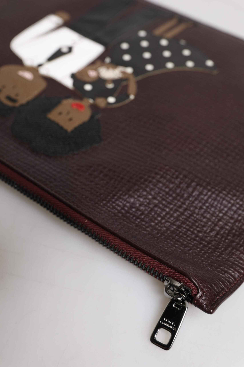 Dolce & Gabbana Brown Leather #DGFAMILY Embellished Men Clutch Pouch Bag