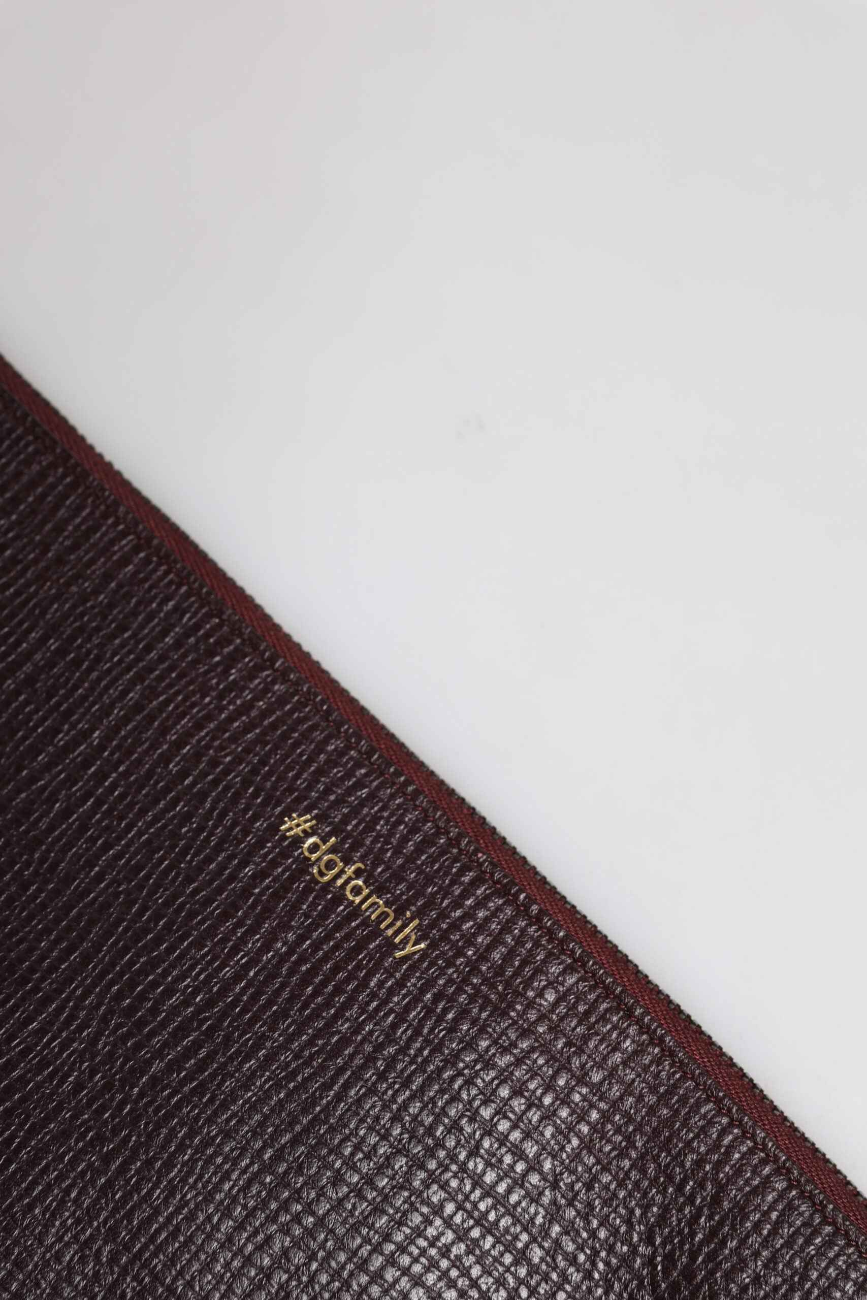 Dolce & Gabbana Brown Leather #DGFAMILY Embellished Men Clutch Pouch Bag