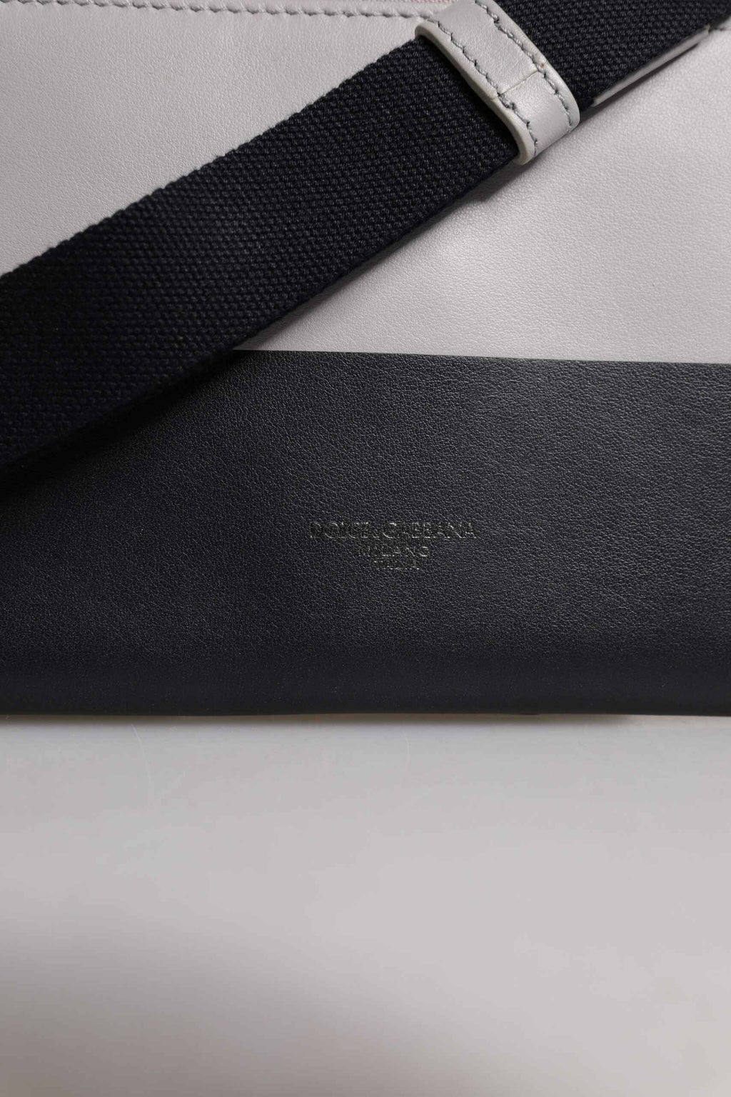 Dolce & Gabbana Black White Leather Logo Embossed Crossbody Bag