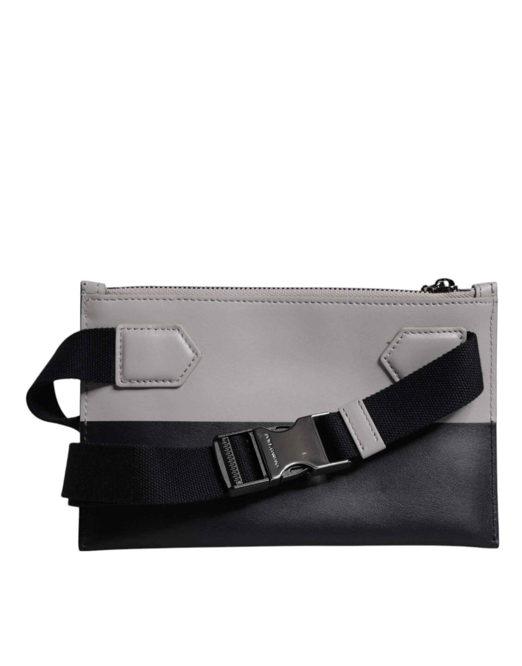 Dolce & Gabbana Black White Leather Logo Embossed Crossbody Bag