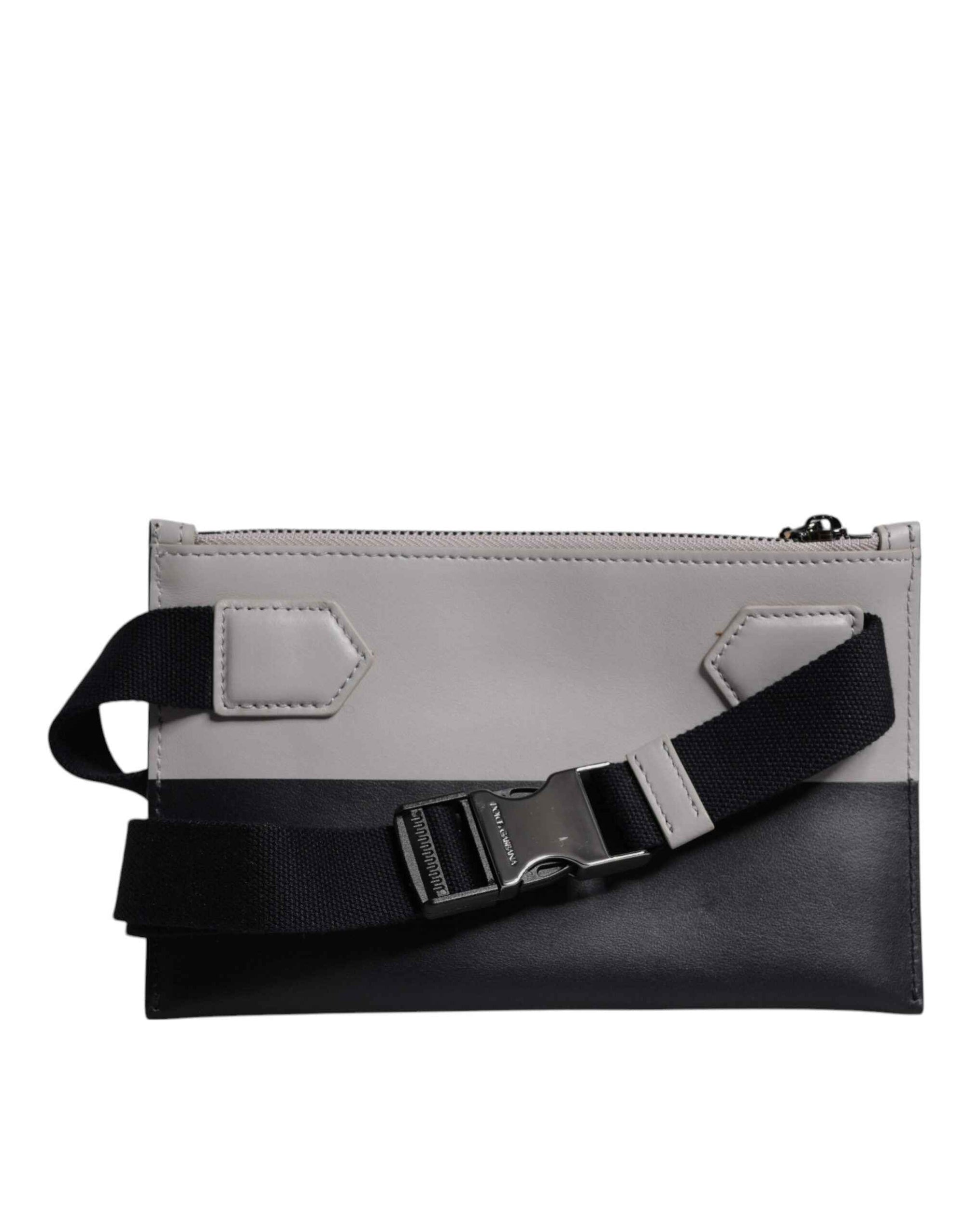 Dolce & Gabbana Black White Leather Logo Embossed Crossbody Bag