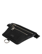 Dolce & Gabbana Black Calfskin Logo Plaque Belt Waist Men Fanny Pack Bag