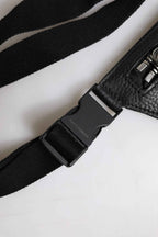 Dolce & Gabbana Black Calfskin Logo Plaque Belt Waist Men Fanny Pack Bag