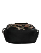 Dolce & Gabbana Multicolor Leopard Jacquard Logo Plaque Neck Strap Bag