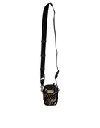 Dolce & Gabbana Multicolor Leopard Jacquard Logo Plaque Neck Strap Bag