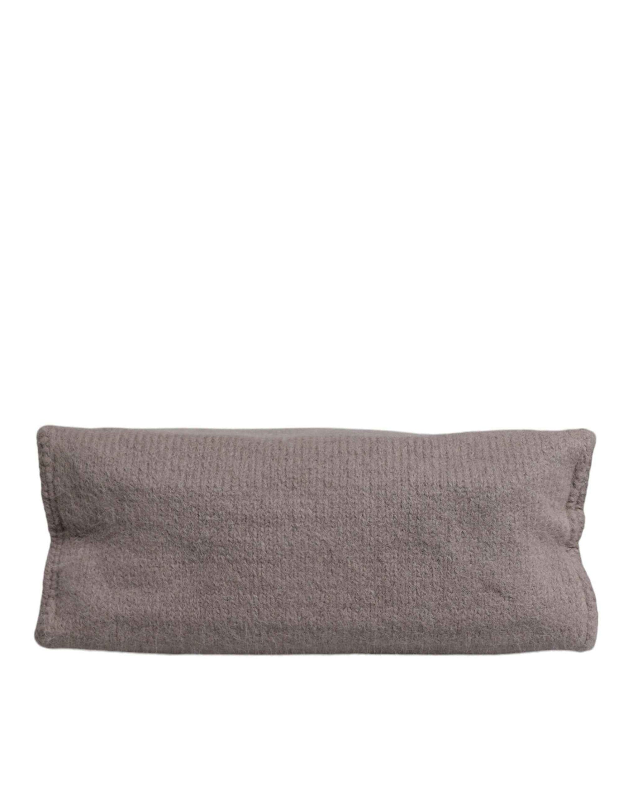Dolce & Gabbana Grey Alpaca Wool Logo Plaque Tote Shoulder Bag