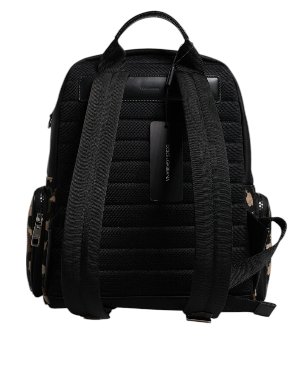 Dolce & Gabbana Multicolor Leopard Print DG Logo Plaque Men Backpack Bag