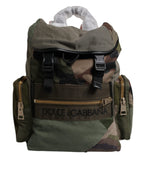 Dolce & Gabbana Military Green Patchwork Travel Backpack Bag
