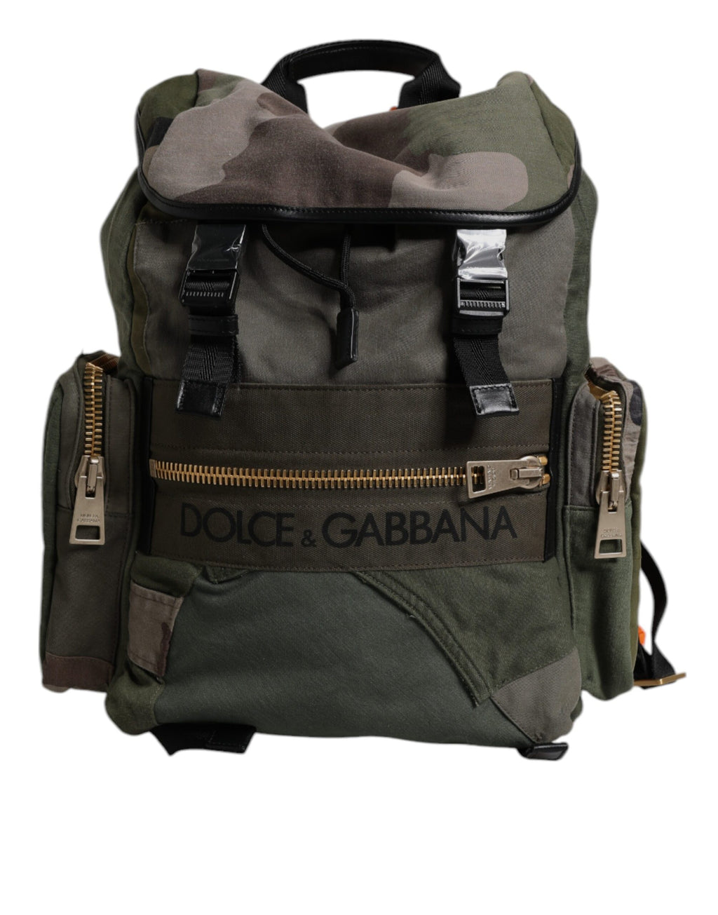 Dolce & Gabbana Military Green Patchwork Travel Backpack Bag