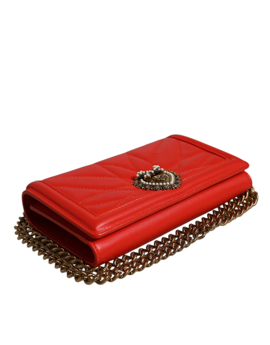 Dolce & Gabbana Red Quilted Devotion Crossbody Chain Phone Cover Bag