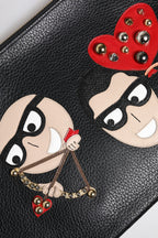 Dolce & Gabbana Black #DGFamily Embellished Leather Clutch Bag
