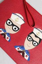 Dolce & Gabbana Red #DGFamily Embellished Leather Clutch Bag