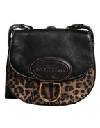 Dolce & Gabbana Black Brown Leopard Leather Shoulder Strap Bag