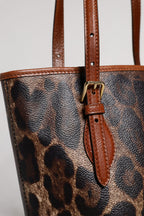Dolce & Gabbana Brown Leopard Leather Shoulder Strap Tote Bag