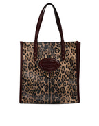 Dolce & Gabbana Brown Leopard Leather Shoulder Strap Tote Bag