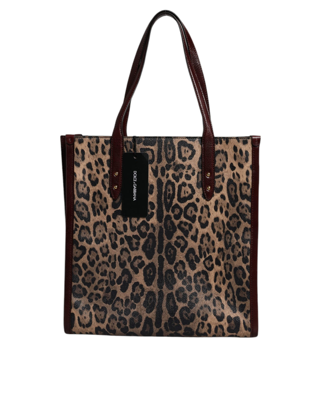 Dolce & Gabbana Brown Leopard Leather Shoulder Strap Tote Bag