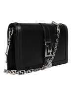 Versace Black Calfskin Leather Chain Strap Shoulder Crossbody Bag