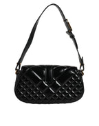 Versace Black Calf Leather Quilted Shoulder Strap Bag