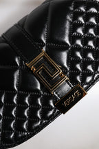 Versace Black Calf Leather Quilted Shoulder Strap Bag