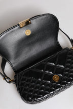 Versace Black Calf Leather Quilted Shoulder Strap Bag