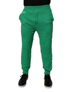 Dsquared² Green Cotton Elastic Waist Men Casual Pants