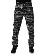 Dolce & Gabbana Black Cotton Logo Print Straight Denim Jeans