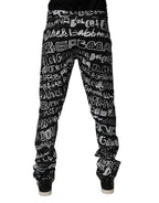 Dolce & Gabbana Black Cotton Logo Print Straight Denim Jeans