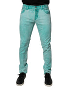 Dolce & Gabbana Green Tie Dye Cotton Skinny Men Denim Jeans