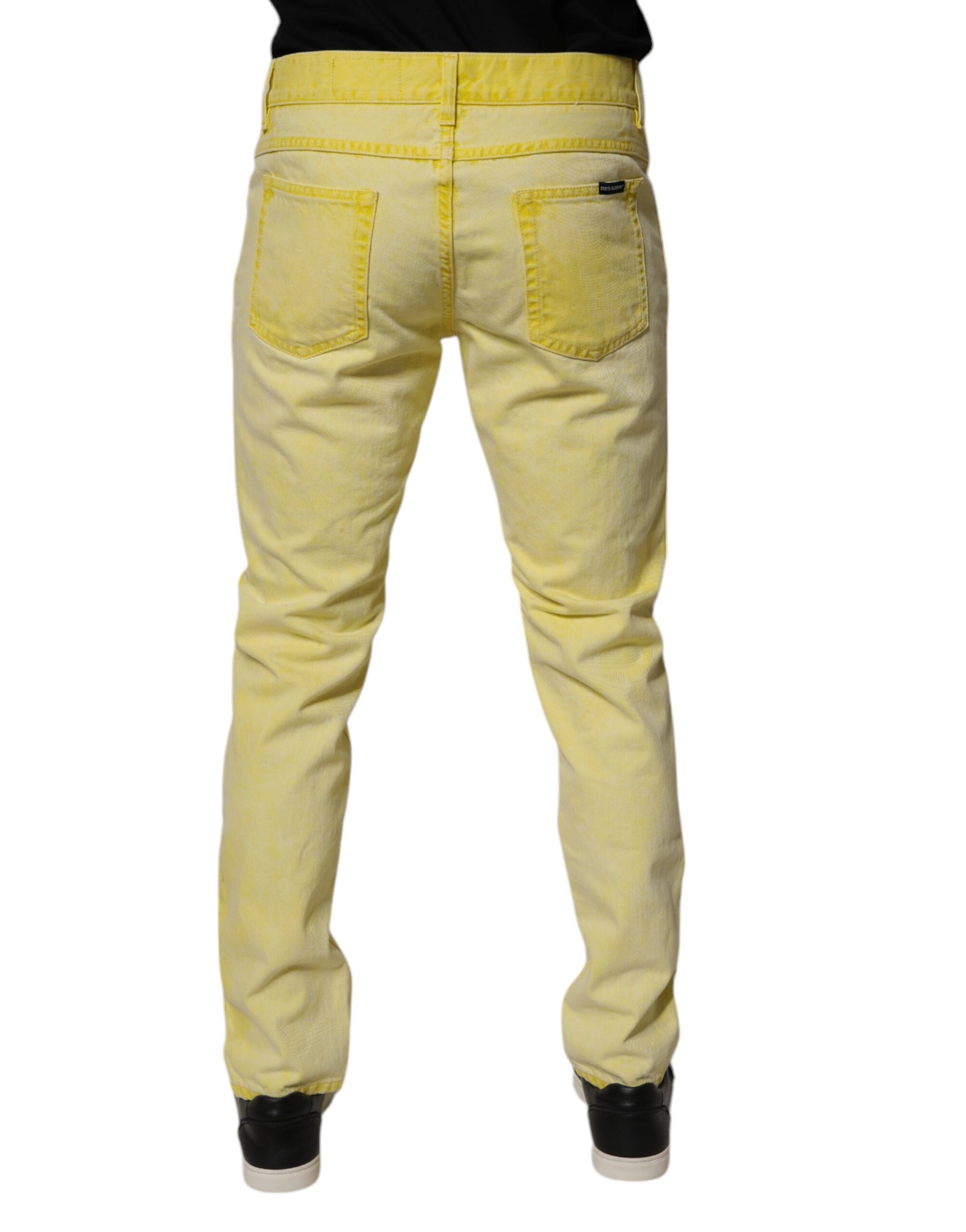 Dolce & Gabbana Yellow Cotton Stretch Skinny Men Denim Jeans