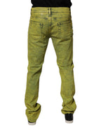Dolce & Gabbana Yellow Cotton Stretch Skinny Men Denim Jeans