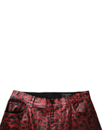 Dolce & Gabbana Red Leopard Cotton Straight Men Denim Jeans