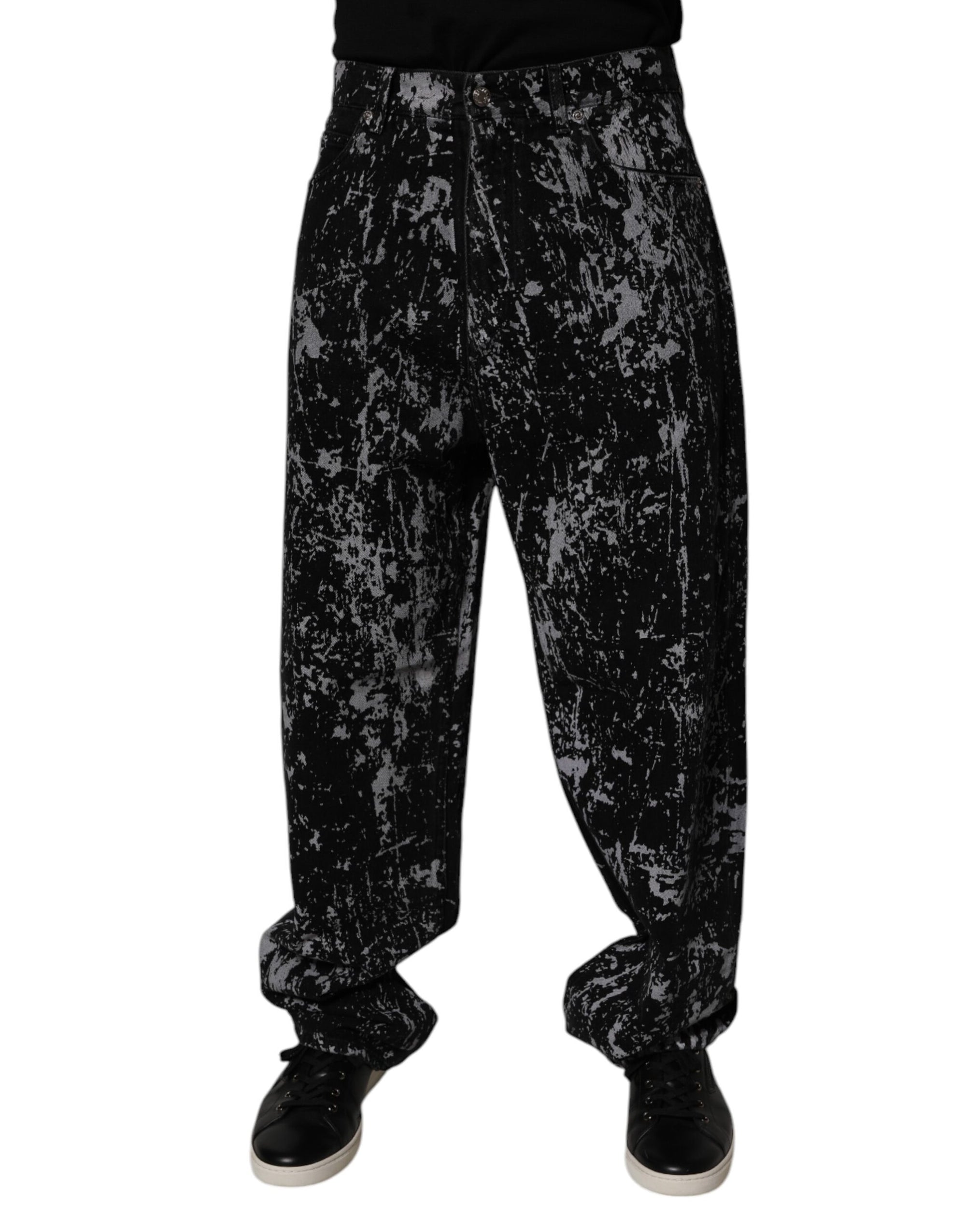Dolce & Gabbana Black Tie Dye Cotton Straight Men Denim Jeans