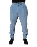 Dolce & Gabbana Light Blue Corduroy Cotton Skinny Denim Jeans