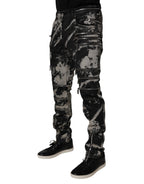 Dolce & Gabbana Black Tie Dye Cotton Skinny Zip Denim Jeans