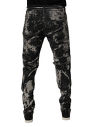 Dolce & Gabbana Black Tie Dye Cotton Skinny Zip Denim Jeans