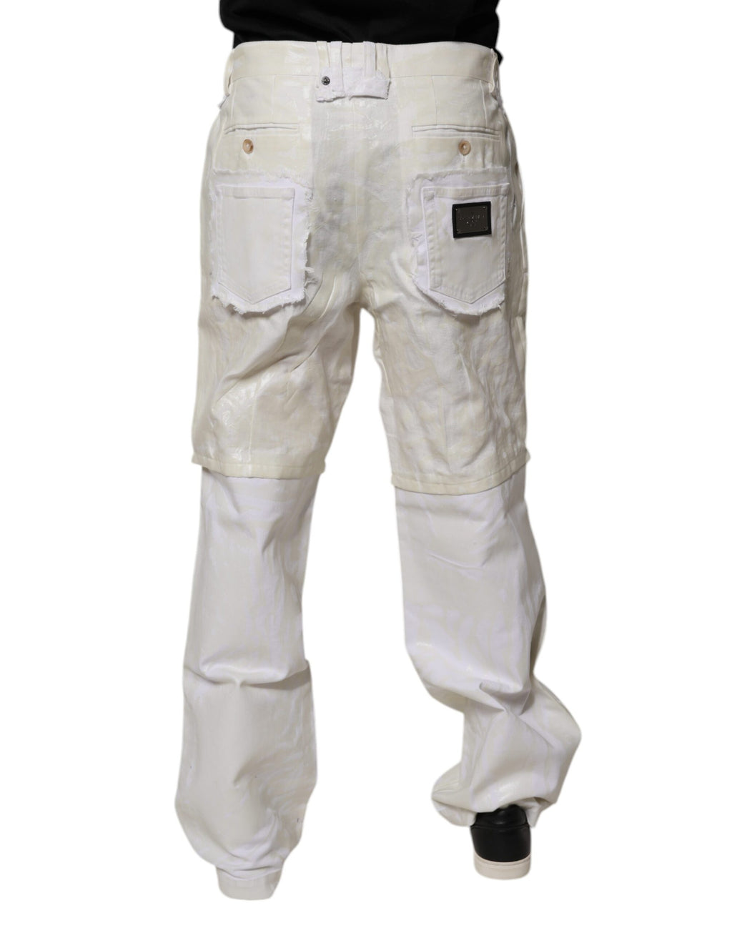 Dolce & Gabbana White Linen Mid Waist Straight Men Denim Jeans