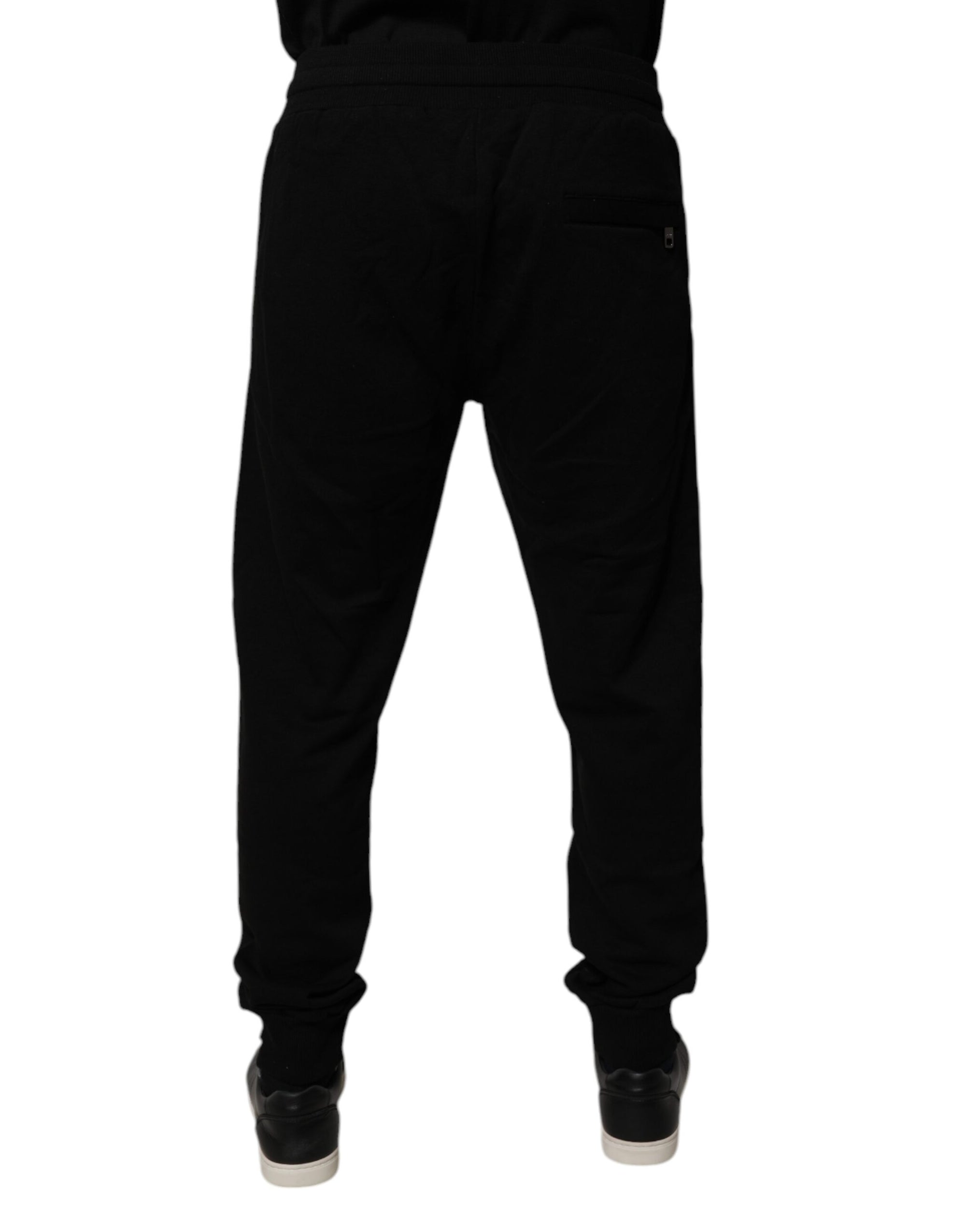 Dolce & Gabbana Black Cotton Mid Waist Jogger Sweatpants Pants
