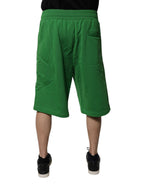 Dolce & Gabbana Green Cotton Men Sweatshorts Bermuda Shorts