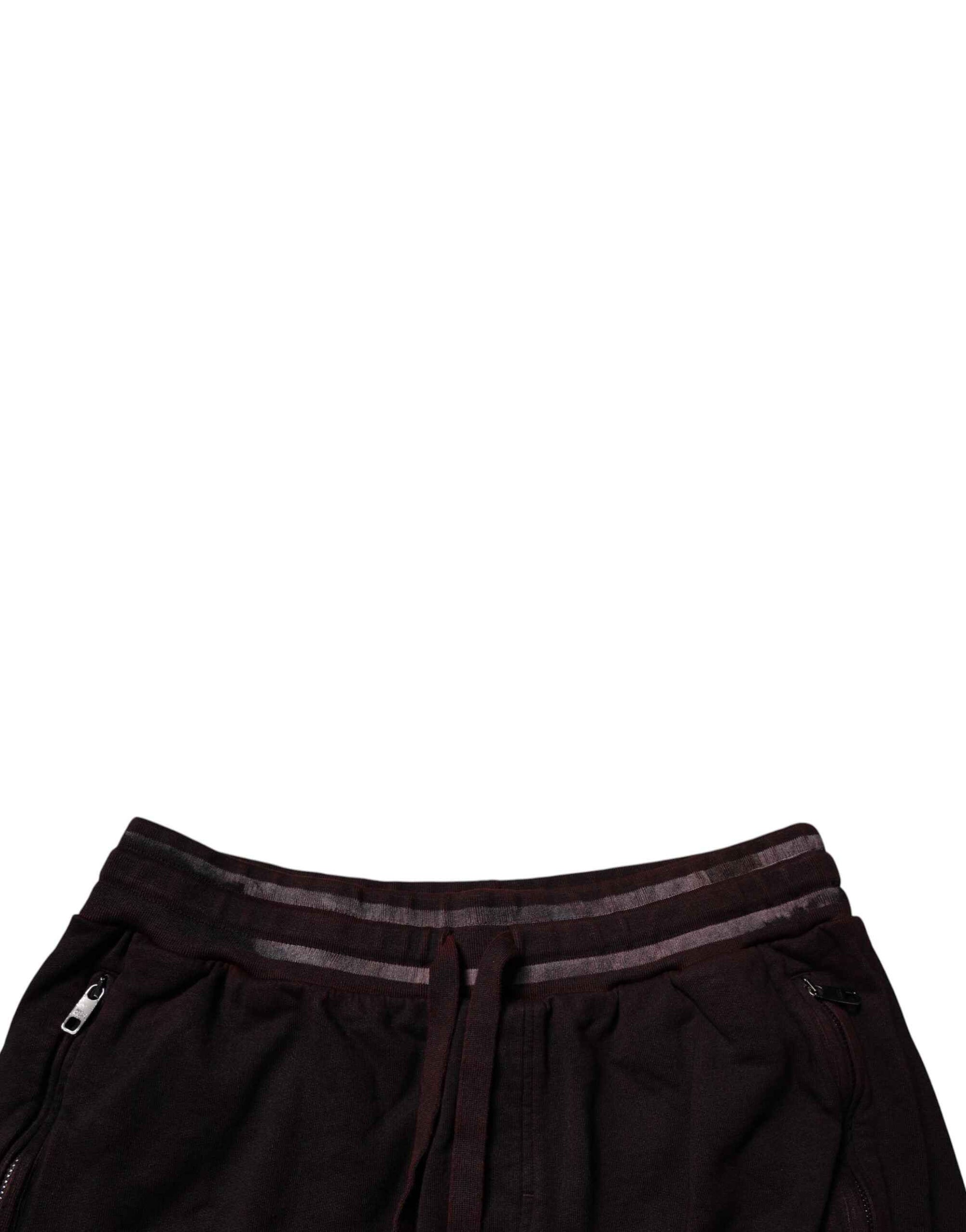 Dolce & Gabbana Maroon Cotton Logo Plaque Men Bermuda Shorts