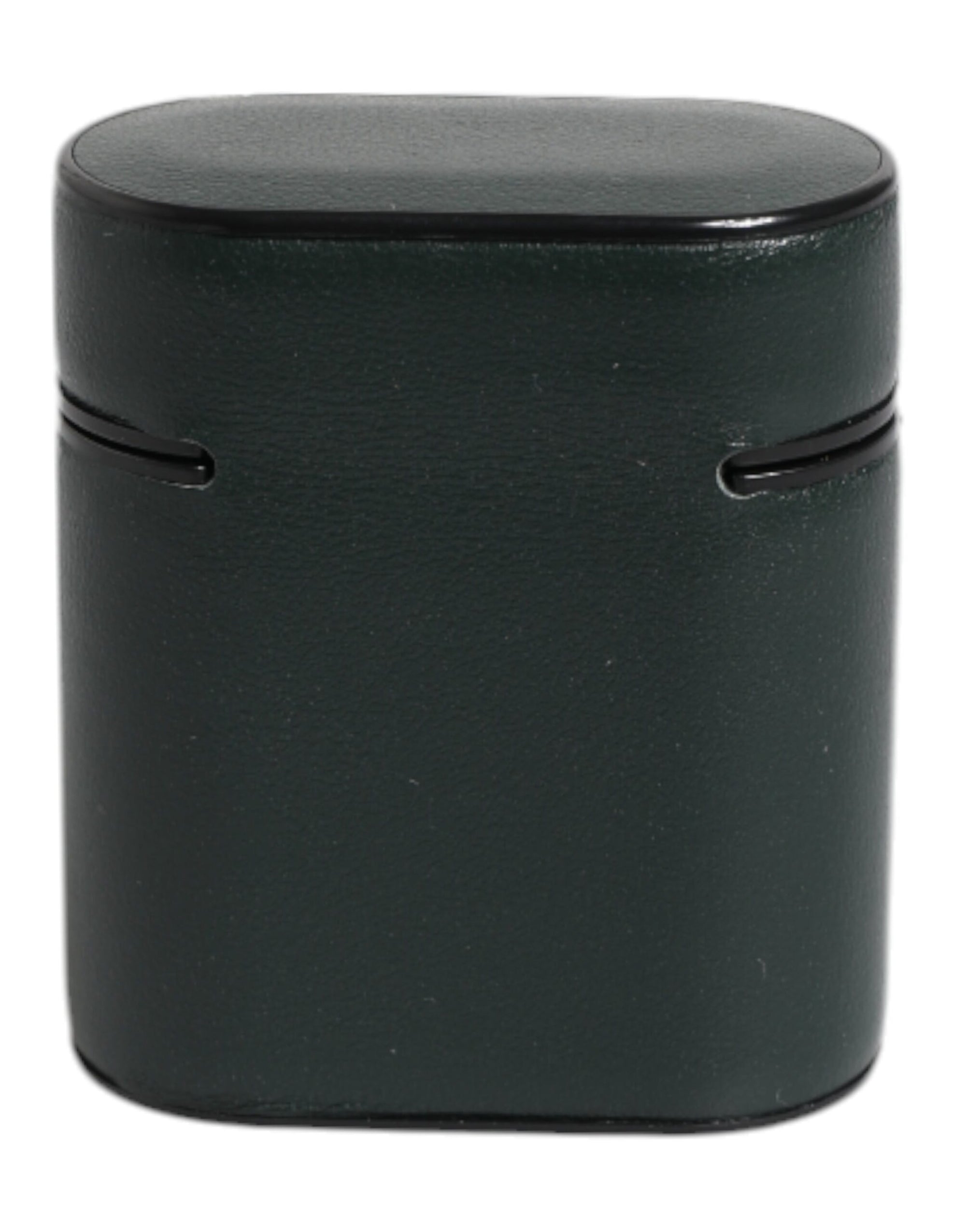 Dolce & Gabbana Green Calfskin Leather Logo Print Flip Holder Airpods Case
