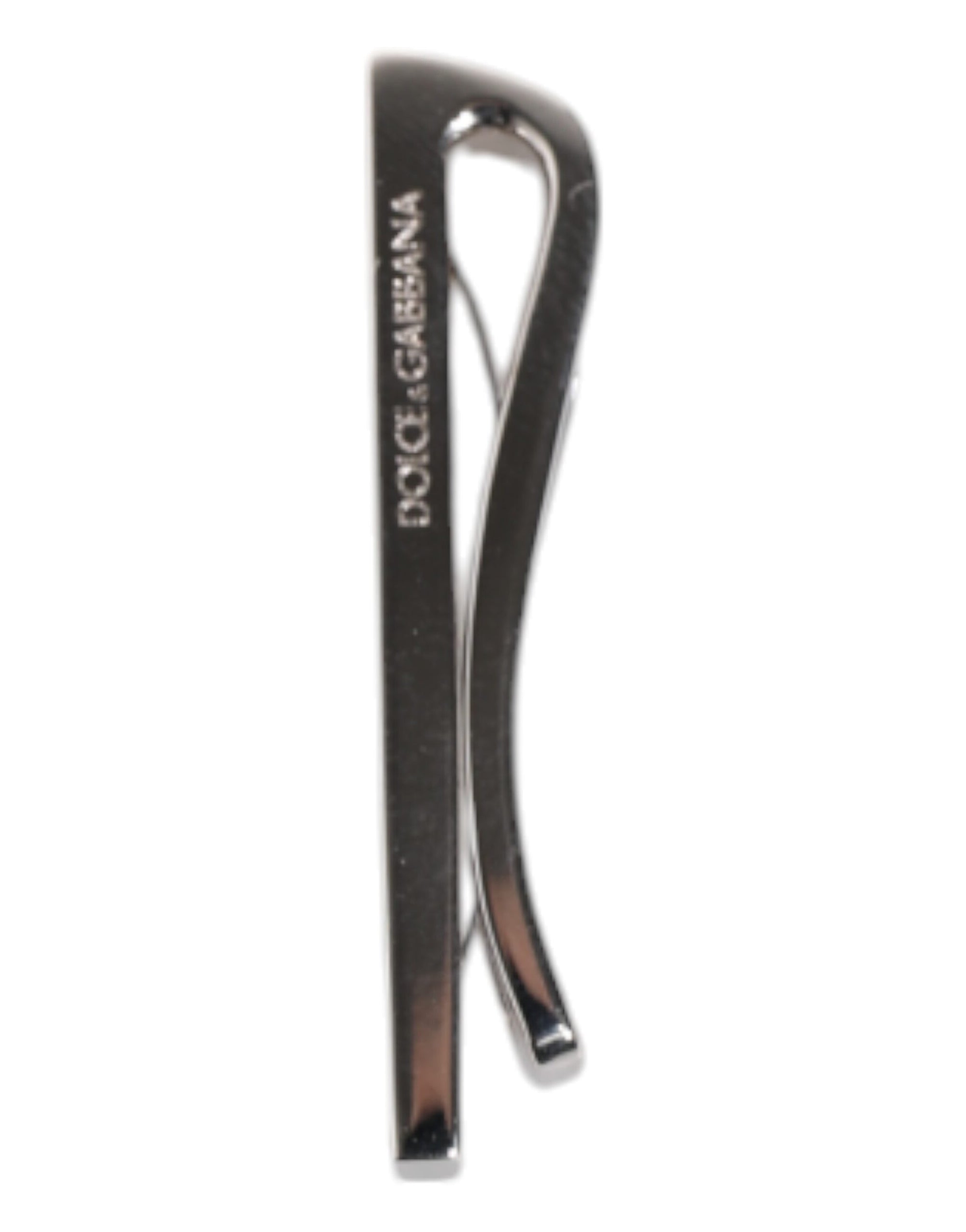 Dolce & Gabbana Silver Tone Brass Logo Branded Tie Clip Bar