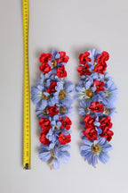 Dolce & Gabbana Gold Tone Brass Floral Crystal Clip On Dangling Earrings