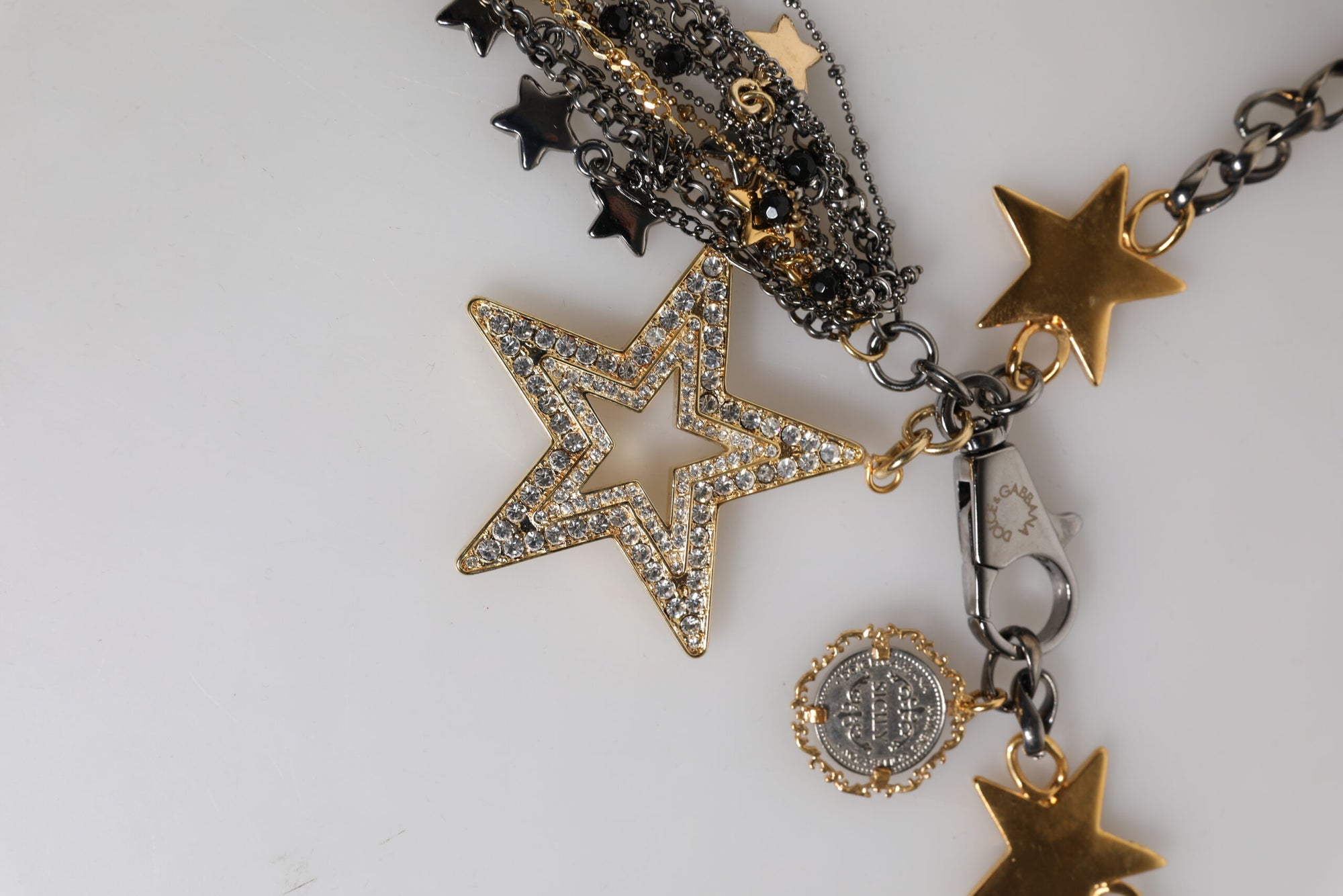 Dolce & Gabbana Silver Gold Brass Embellished Waist Chain Belt