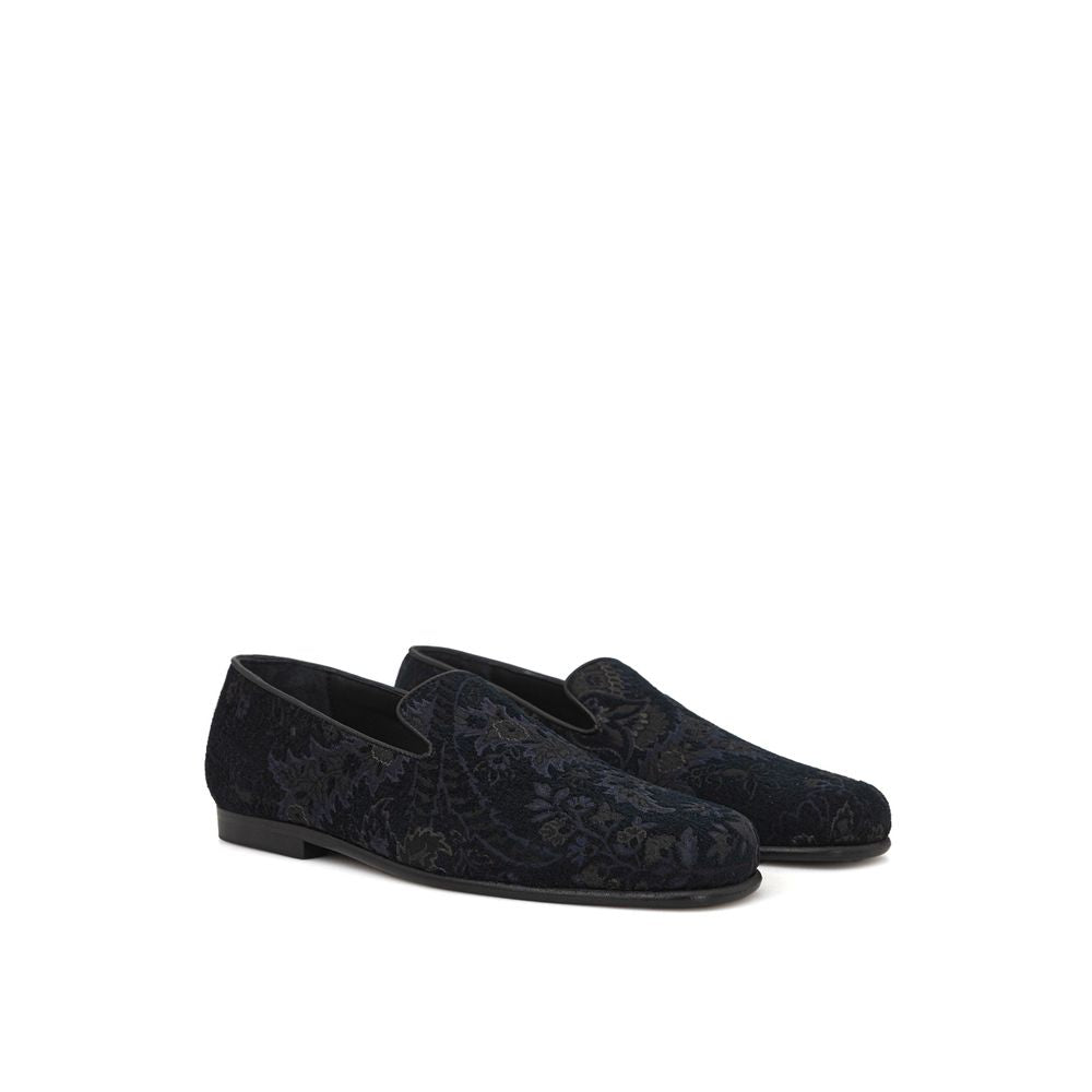 Etro Blue Leather Slip-On Loafers