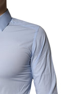 Dolce & Gabbana Light Blue Cotton GOLD Dress Formal Shirt