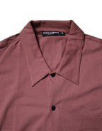 Dolce & Gabbana Dark Pink Button Down Casual Polo Men Shirt