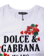 Dolce & Gabbana White Floral Printed Cotton Sleeveless T-shirt