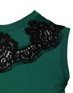 Dolce & Gabbana Green Wool Lace Detail Sleeveless Tank Top