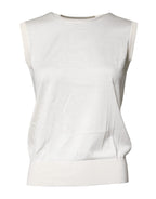 Dolce & Gabbana Cream Sleeveless Silk Round Neck Tank Top