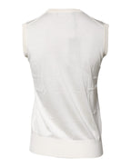 Dolce & Gabbana Cream Sleeveless Silk Round Neck Tank Top